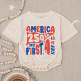 America 250th My First 4th of July Baby Romper Patriotic Infant Clothes Retro Red Blue Design Soft Cotton Holiday Outfit Gift