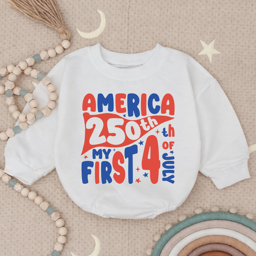 America 250th My First 4th of July Baby Romper Patriotic Infant Clothes Retro Red Blue Design Soft Cotton Holiday Outfit Gift