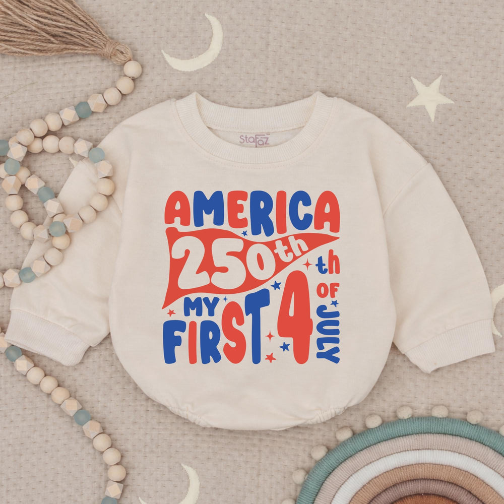 America 250th My First 4th of July Baby Romper Patriotic Infant Clothes Retro Red Blue Design Soft Cotton Holiday Outfit Gift
