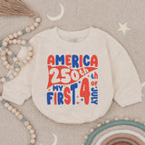 America 250th My First 4th of July Baby Romper Patriotic Infant Clothes Retro Red Blue Design Soft Cotton Holiday Outfit Gift