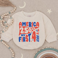 America 250th My First 4th of July Baby Romper Patriotic Infant Clothes Retro Red Blue Design Soft Cotton Holiday Outfit Gift