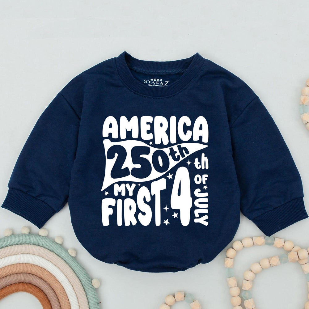 America 250th My First 4th of July Baby Romper Patriotic Infant Clothes Retro Red Blue Design Soft Cotton Holiday Outfit Gift