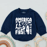 America 250th My First 4th of July Baby Romper Patriotic Infant Clothes Retro Red Blue Design Soft Cotton Holiday Outfit Gift