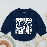 America 250th My First 4th of July Baby Romper Patriotic Infant Clothes Retro Red Blue Design Soft Cotton Holiday Outfit Gift