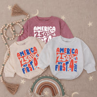 America 250th My First 4th of July Baby Romper Patriotic Infant Clothes Retro Red Blue Design Soft Cotton Holiday Outfit Gift