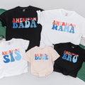 American Dude Shirt Red White Blue Matching Family 4th of July Outfit Festive Patriotic Daywear for Babies Moms Dads Sisters Brothers