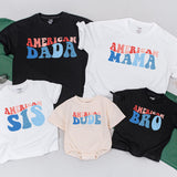 American Dude Shirt Red White Blue Matching Family 4th of July Outfit Festive Patriotic Daywear for Babies Moms Dads Sisters Brothers