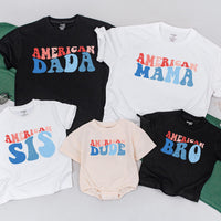 American Dude Shirt Red White Blue Matching Family 4th of July Outfit Festive Patriotic Daywear for Babies Moms Dads Sisters Brothers