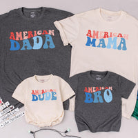 American Dude Shirt Red White Blue Matching Family 4th of July Outfit Festive Patriotic Daywear for Babies Moms Dads Sisters Brothers