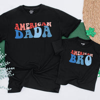 American Dude Shirt Red White Blue Matching Family 4th of July Outfit Festive Patriotic Daywear for Babies Moms Dads Sisters Brothers