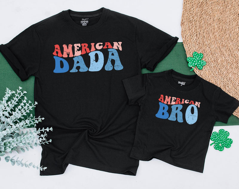 American Dude Shirt Red White Blue Matching Family 4th of July Outfit Festive Patriotic Daywear for Babies Moms Dads Sisters Brothers