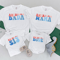 American Dude Shirt Red White Blue Matching Family 4th of July Outfit Festive Patriotic Daywear for Babies Moms Dads Sisters Brothers
