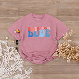 American Dude Shirt Red White Blue Matching Family 4th of July Outfit Festive Patriotic Daywear for Babies Moms Dads Sisters Brothers