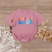 American Dude Shirt Red White Blue Matching Family 4th of July Outfit Festive Patriotic Daywear for Babies Moms Dads Sisters Brothers