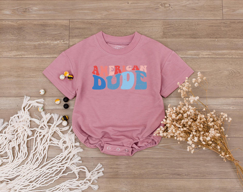 American Dude Shirt Red White Blue Matching Family 4th of July Outfit Festive Patriotic Daywear for Babies Moms Dads Sisters Brothers