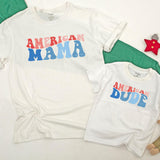 American Dude Shirt Red White Blue Matching Family 4th of July Outfit Festive Patriotic Daywear for Babies Moms Dads Sisters Brothers