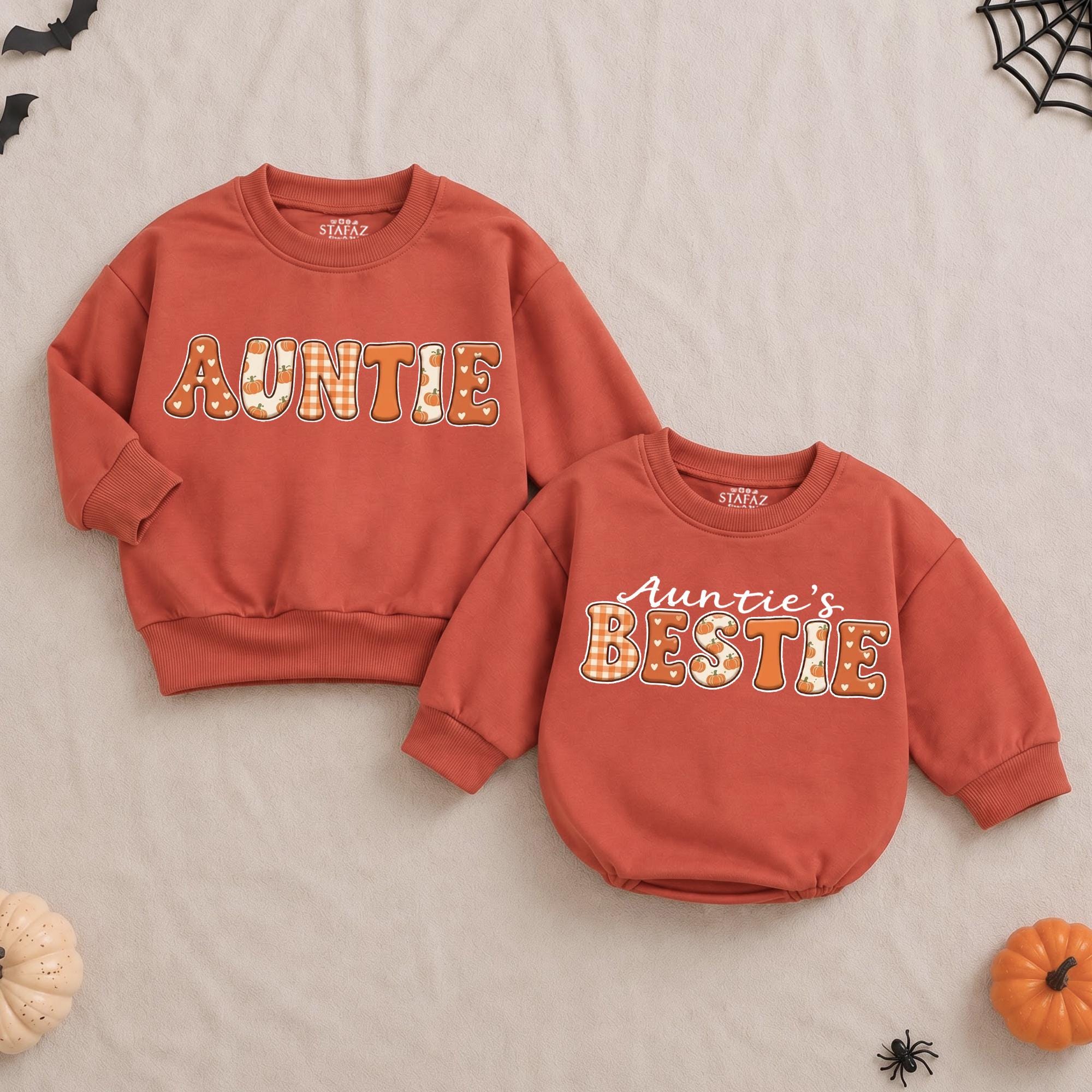 Auntie and Auntie's Bestie Matching Sweatshirts, Fall Pumpkin Patch Outfits, Cute Gift for Aunt and Niece, Family Matching Shirts