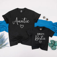 Auntie and Baby Matching Shirts Minimalist Auntie’s Bestie Outfit Set with Heart Design Perfect New Aunt Gift Baby Shower Clothing
