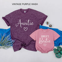 Auntie and Baby Matching Shirts Minimalist Auntie’s Bestie Outfit Set with Heart Design Perfect New Aunt Gift Baby Shower Clothing