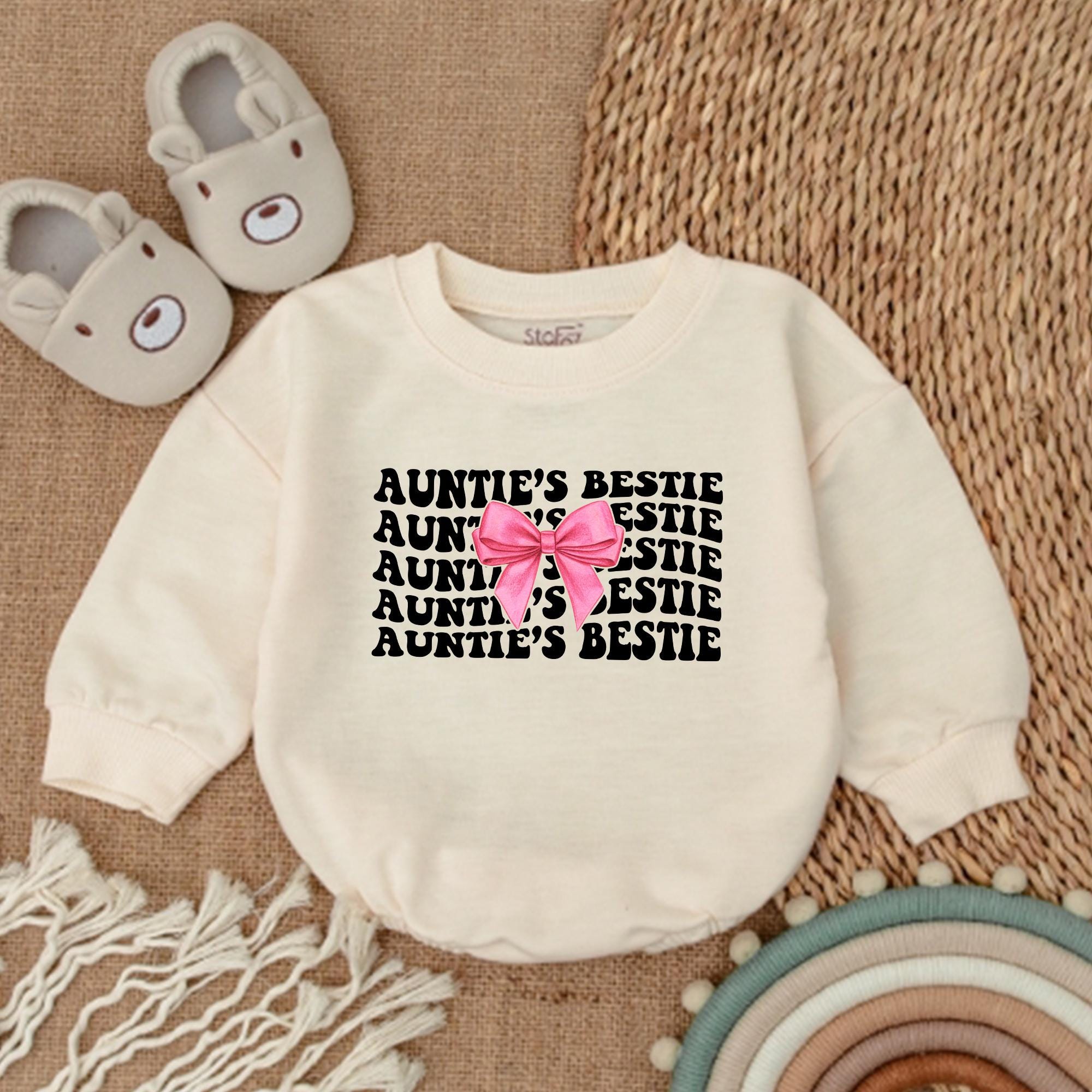 Auntie and Me Matching Sweatshirts with Pink Bow Baby Outfit Fun Birthday Gift Soft Cotton Nephew Niece Cozy Holiday Wear