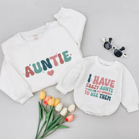 Auntie and Me Matching Sweatshirts Retro Groovy Design for Baby Toddler Boy or Girl Gift from New Aunt Fun Holiday Family Outfit
