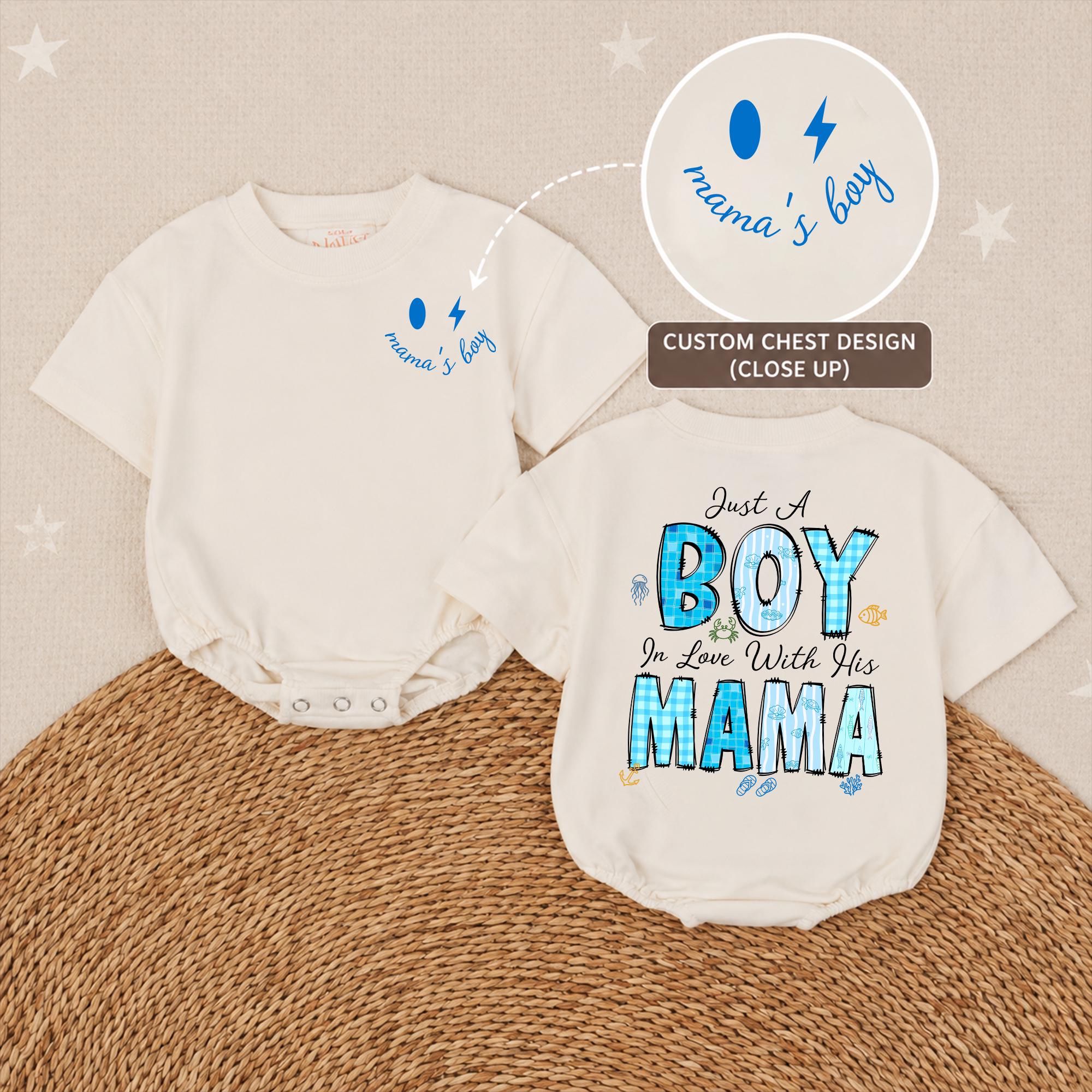 Baby Boy Coming Home Outfit with 'Just A Boy In Love With His Mama' Quote, Soft Cotton Bodysuit, Matching Family Look, Perfect for Newborns