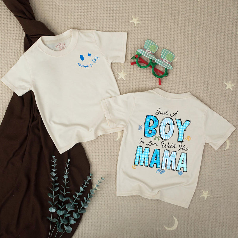 Baby Boy Coming Home Outfit with 'Just A Boy In Love With His Mama' Quote, Soft Cotton Bodysuit, Matching Family Look, Perfect for Newborns