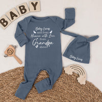 Baby Boy Memorial Bodysuit with Angel Wings Sentimental Outfit Personalized with Name Grandpa in Heaven Design Newborn Gift