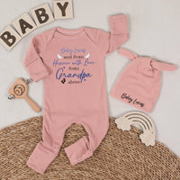Baby Boy Memorial Bodysuit with Angel Wings Sentimental Outfit Personalized with Name Grandpa in Heaven Design Newborn Gift