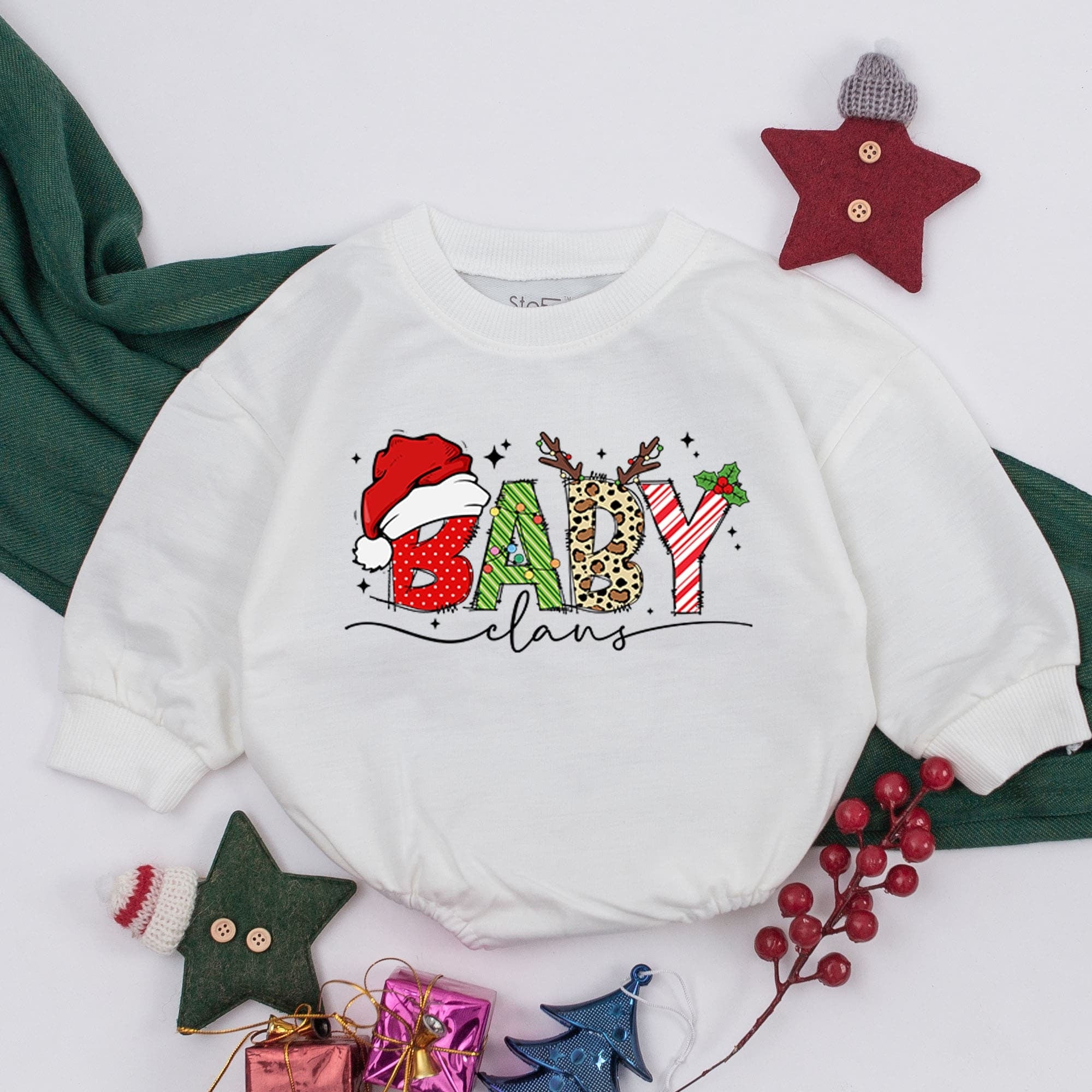 Baby Claus Romper with Santa Hat Playful Christmas Patterns Infant Holiday Outfit Soft Cotton Festive First Christmas Baby Clothes
