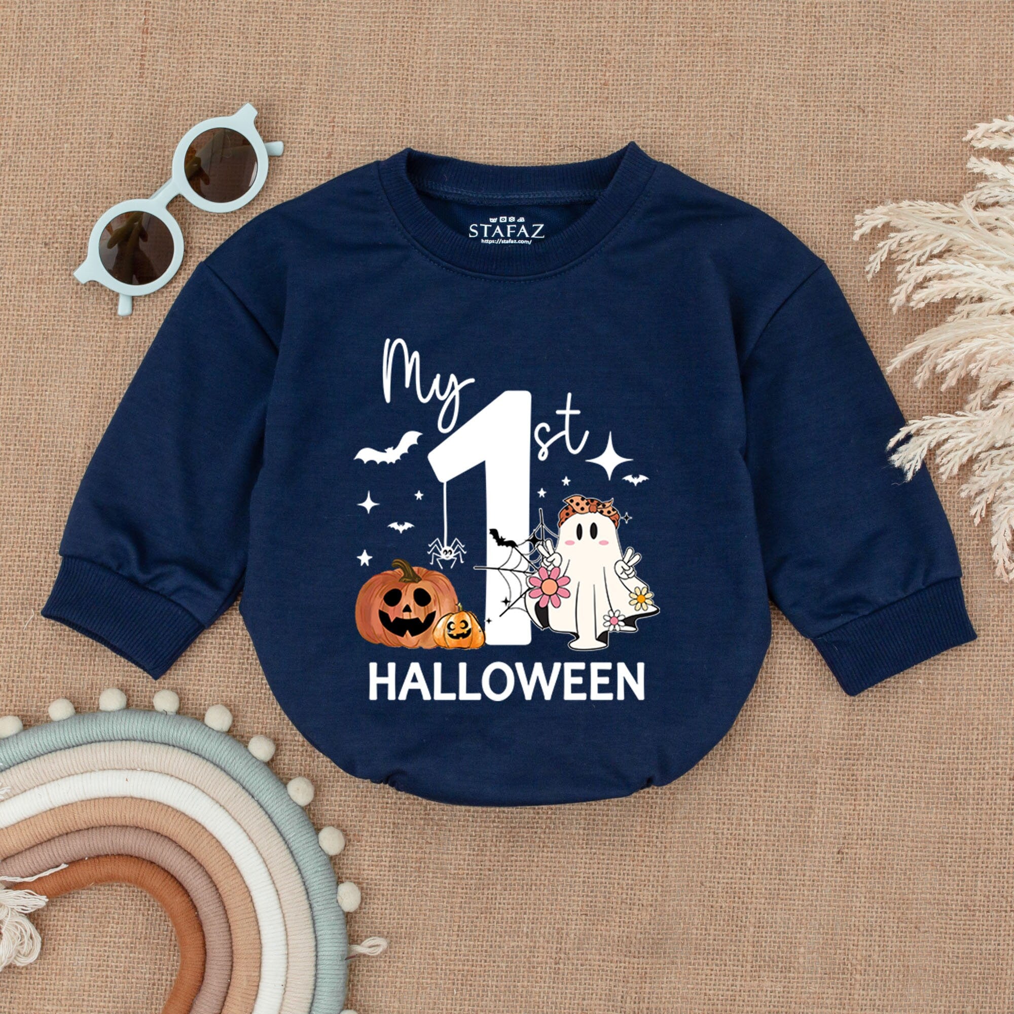 Baby Girl My 1st Halloween Romper with Pumpkin Ghost Design Soft Cotton Outfit Ideal Baby Shower Gift for Cute Halloween Celebration