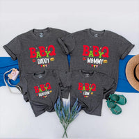 BABYQ Family Matching Shirts with Custom Names Festive BBQ Party Outfit Fun Cookout Clothes Personalized Gift Idea for Baby Shower