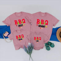 BABYQ Family Matching Shirts with Custom Names Festive BBQ Party Outfit Fun Cookout Clothes Personalized Gift Idea for Baby Shower