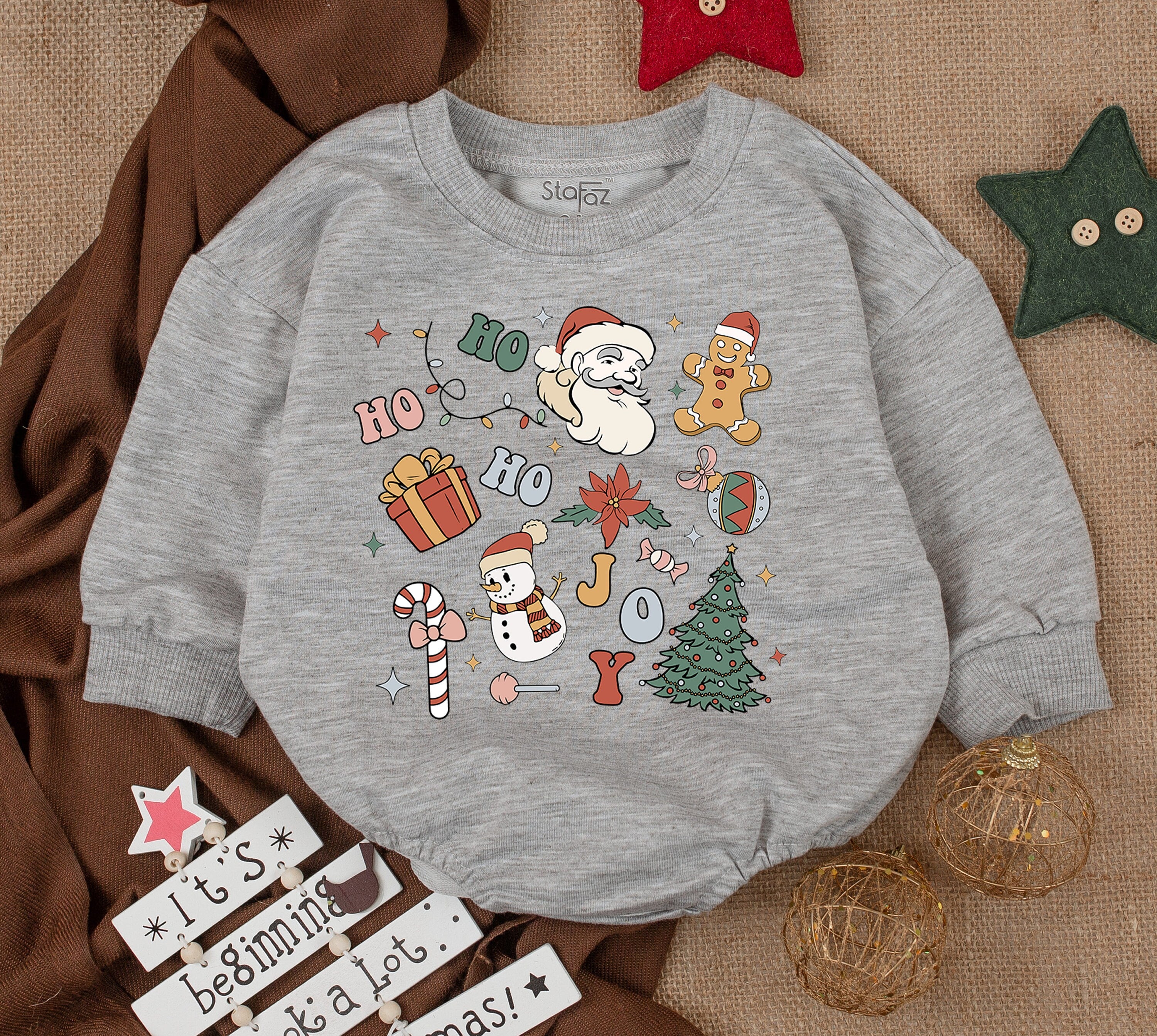Baby's First Christmas Outfit Retro Santa Bubble Romper Festive Holiday Baby Shower Gift Newborn Clothes Red Green Cotton Soft