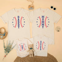 Baseball First Birthday Family Matching Shirts for Baby Boy, Mom, Dad, and Siblings, Vintage Americana Design, Custom Sport Party Outfit