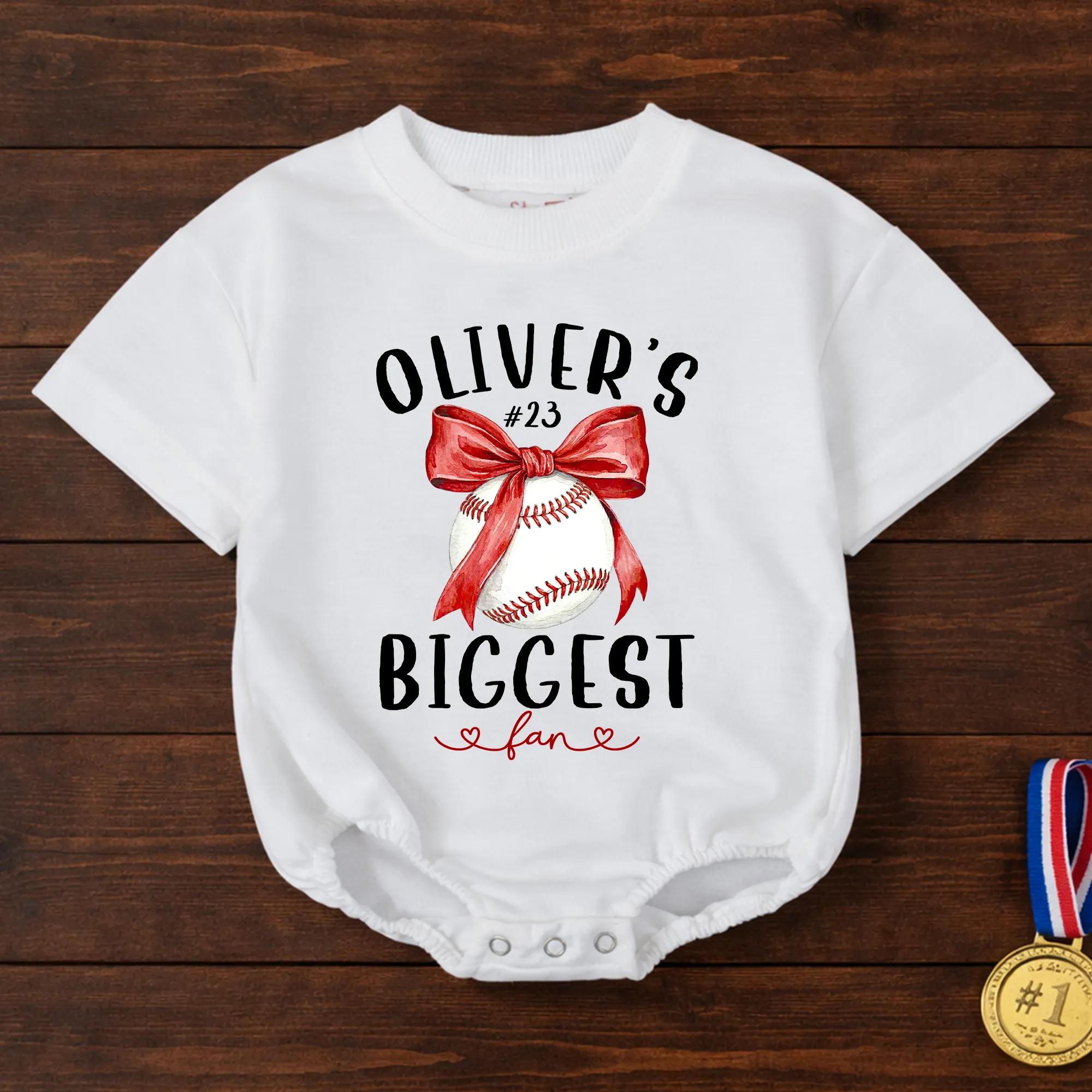 Baseball Sister Bubble Romper with Game Day Graphic and Custom Name Number for Little Sister, Perfect for Sports Fans and Family Outings