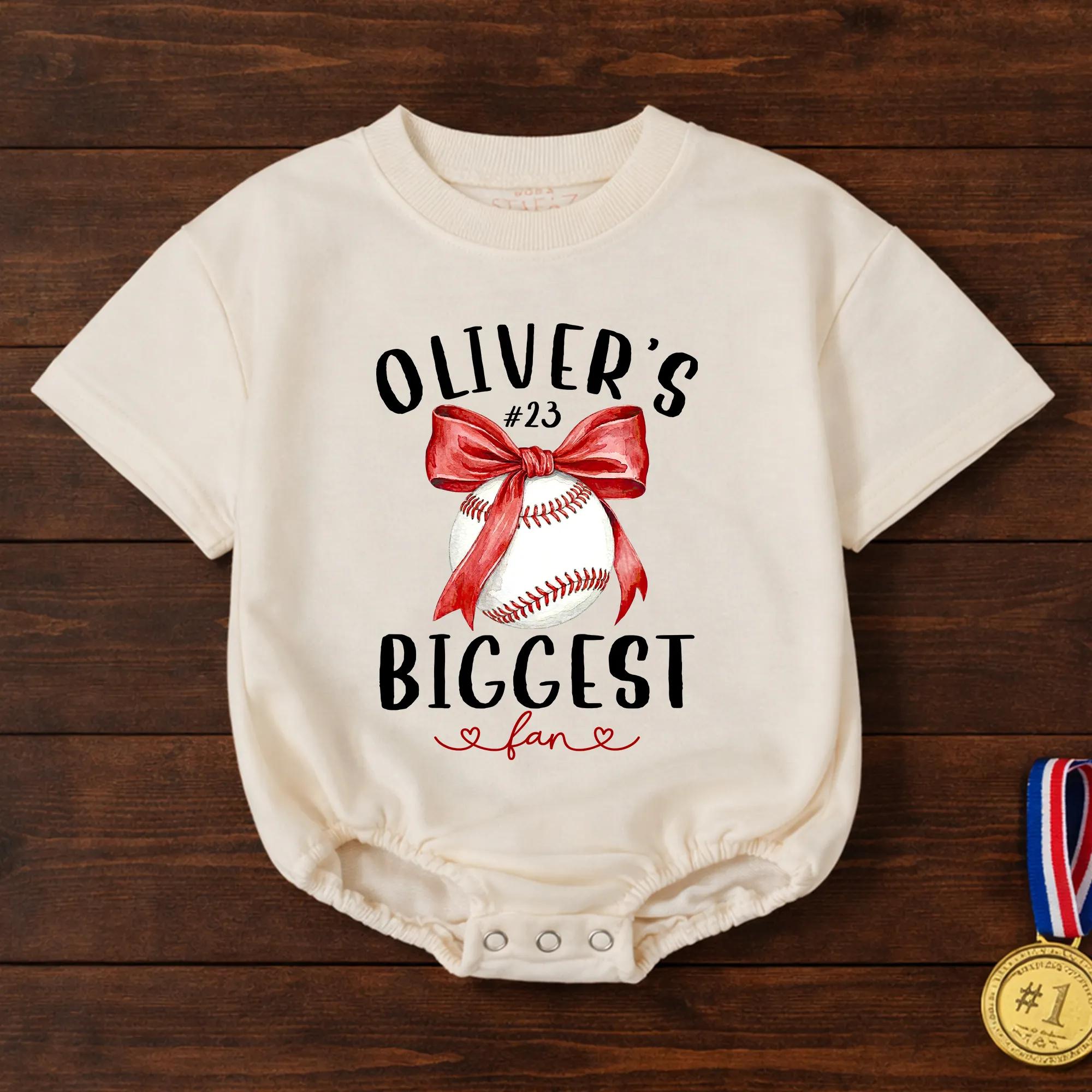 Baseball Sister Bubble Romper with Game Day Graphic and Custom Name Number for Little Sister, Perfect for Sports Fans and Family Outings