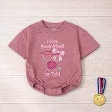 Basketball Baby Girl Bubble Romper Pink Bow Daisy Sparkle Design I Love Basketball I'm Told Outfit for Game Day Infant Toddler Gift