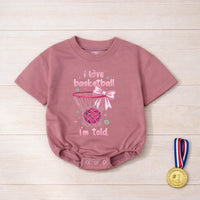 Basketball Baby Girl Bubble Romper Pink Bow Daisy Sparkle Design I Love Basketball I'm Told Outfit for Game Day Infant Toddler Gift