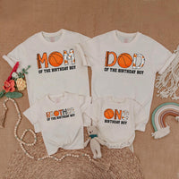 Basketball Birthday Boy Matching Family Shirts Custom Sports Party Outfits Festive Orange Design Toddler Baby Celebration Clothes Cotton Gift