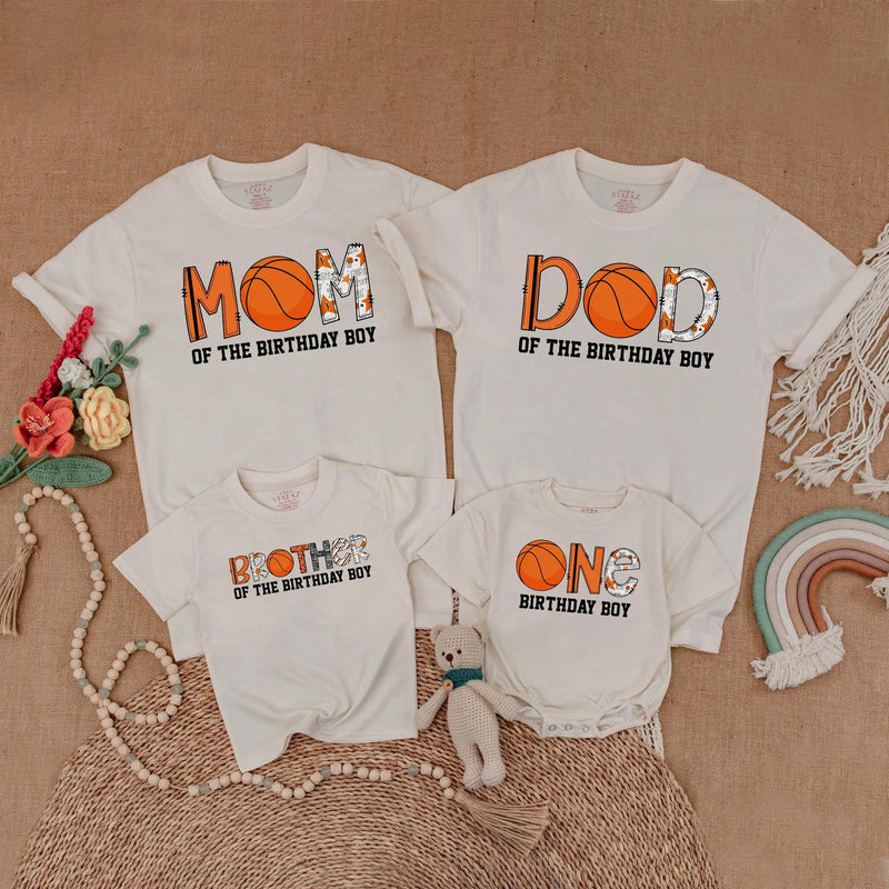 Basketball Birthday Boy Matching Family Shirts Custom Sports Party Outfits Festive Orange Design Toddler Baby Celebration Clothes Cotton Gift