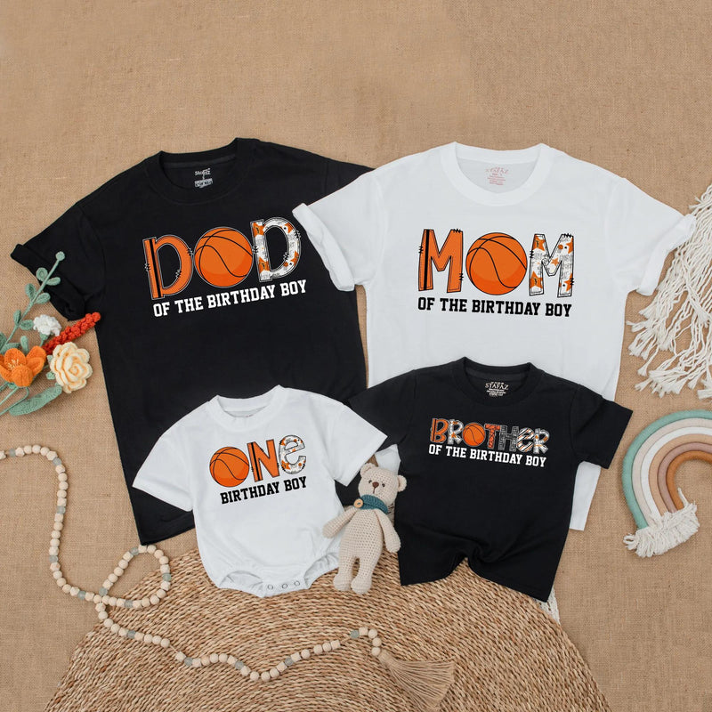 Basketball Birthday Boy Matching Family Shirts Custom Sports Party Outfits Festive Orange Design Toddler Baby Celebration Clothes Cotton Gift