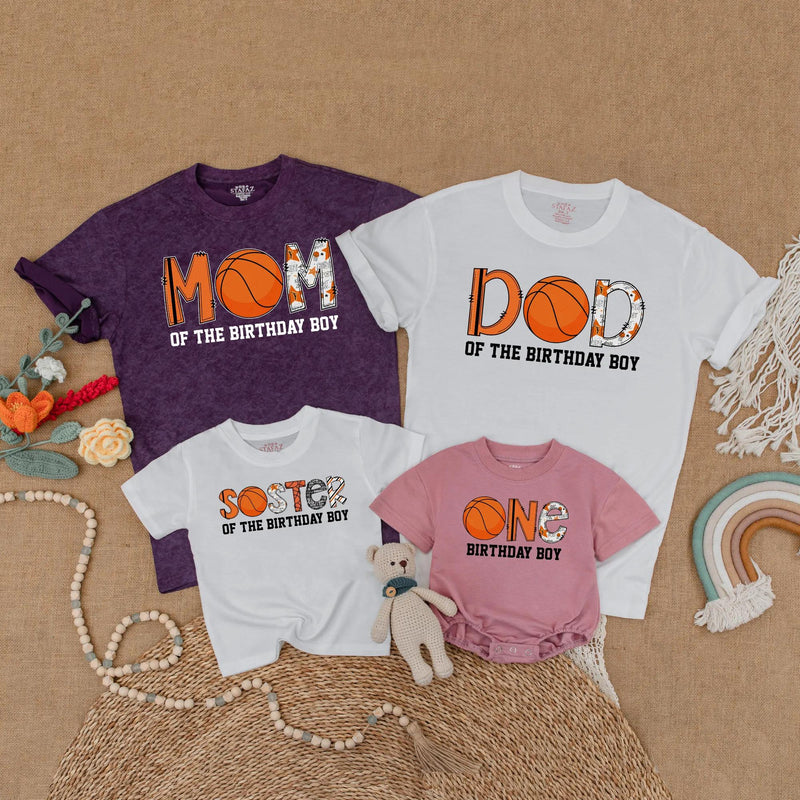 Basketball Birthday Boy Matching Family Shirts Custom Sports Party Outfits Festive Orange Design Toddler Baby Celebration Clothes Cotton Gift