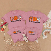 Basketball Birthday Boy Matching Family Shirts Custom Sports Party Outfits Festive Orange Design Toddler Baby Celebration Clothes Cotton Gift
