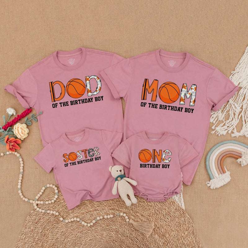 Basketball Birthday Boy Matching Family Shirts Custom Sports Party Outfits Festive Orange Design Toddler Baby Celebration Clothes Cotton Gift