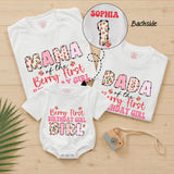 Berry First Birthday Family Matching Shirts with Floral Strawberry Design, Personalized Name for 1st Birthday Celebration