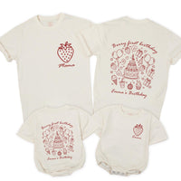 Berry First Birthday Matching Family Shirts Custom Strawberry Design Toddler Outfit Mom Dad Baby Party Tee Personalized Emma's Birthday Gift