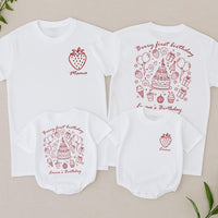 Berry First Birthday Matching Family Shirts Custom Strawberry Design Toddler Outfit Mom Dad Baby Party Tee Personalized Emma's Birthday Gift
