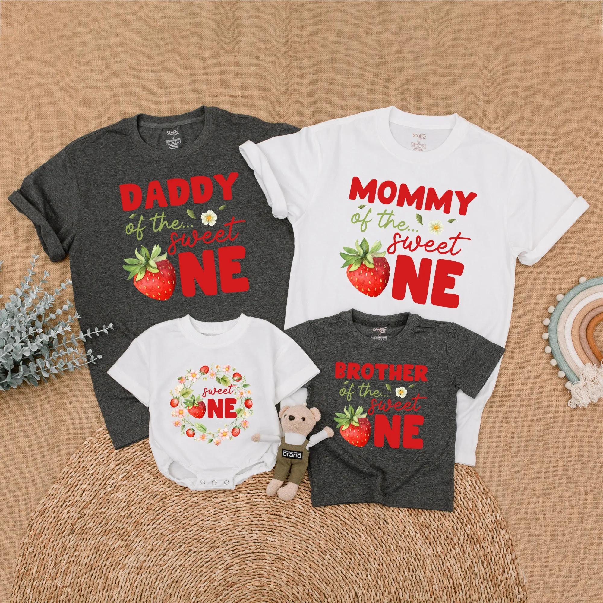 Berry First Birthday Strawberry Family Shirts for Girls Vibrant Matching Outfit Custom Names Sweet One Party Celebration Outfit