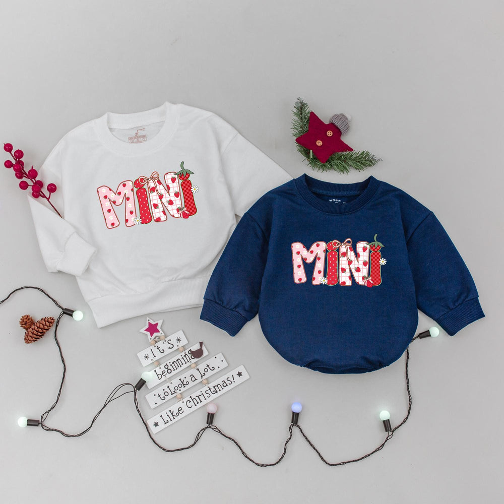 Berry Sweet Mama and Mini Matching Sweatshirts with Strawberries Gingham Polka Dots Cottagecore Aesthetic Mommy and Baby Girl Outfits